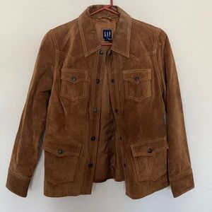 Suede Jacket in Cognac Brown